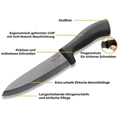  [아마존베스트]SILBERTHAL Ceramic Knife Set Black - 4 Ceramic Kitchen Knives in Elegant Gift Packaging