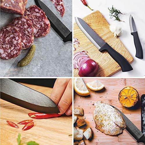  [아마존베스트]SILBERTHAL Ceramic Knife Set Black - 4 Ceramic Kitchen Knives in Elegant Gift Packaging