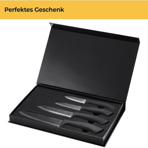  [아마존베스트]SILBERTHAL Ceramic Knife Set Black - 4 Ceramic Kitchen Knives in Elegant Gift Packaging