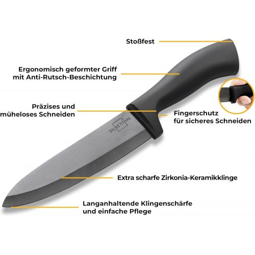  [아마존베스트]SILBERTHAL Ceramic Knife Set Black - 4 Ceramic Kitchen Knives in Elegant Gift Packaging