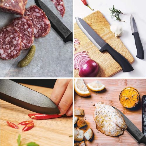  [아마존베스트]SILBERTHAL Ceramic Knife Set Black - 4 Ceramic Kitchen Knives in Elegant Gift Packaging