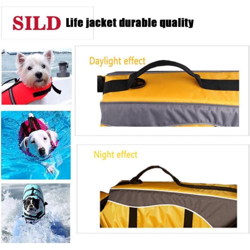  SILD Dog Life Jacket Dog Life Vest Pet Swimming Preserver Coat for Dog Surfing Boating and Swimming