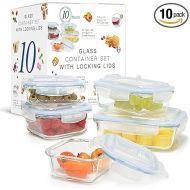 10 Pc Glass Food Storage Containers With Lids - Durable Food Storage Containers With Lids - Glass Food Containers For Lunch, Meal Prep, And Leftovers, Kitchen Essentials