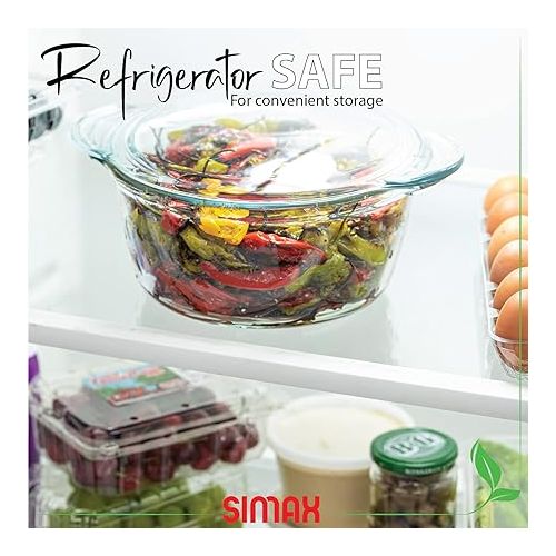  Simax Casserole Dish with Lid, Glass Casserole Dish, Holds 96 Oz (3 Quarts), Oven to Table Serving Dish, Microwave, Dishwasher, and Oven Safe Cookware