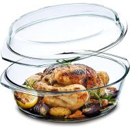 Simax Round Glass Casserole Dish, Glass Round Casserole Dish with Lid and Handles, Covered Bowl for Cooking, Baking, Serving, Microwave, Dishwasher, Oven, and Stove Safe Cookware, 3.5 Quart