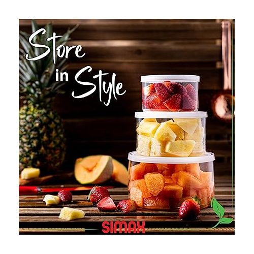  Simax Round Glass Containers With Lids: Borosilicate Glass Food Storage Containers With Lids Airtight - Glass Lunch Containers For Adults - Meal Prep Container Glass - Food Prep Containers Glass 3 Pcs