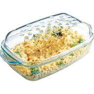 Simax Clear Glass Rectangle Roaster Pan With Lid, Raised Ridges for Fat Free Cooking, Durable Borosilicate Glass, Microwave and Dishwasher Safe, Made in Europe, 3 Qt Oblong Baking Dish