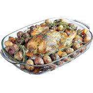 Simax Clear Glass Roaster Dish: Large Rectangular Roaster Pan For Baking And Cooking - Oven and Dishwasher Safe Cookware - 3.5 Quart Oven Pan