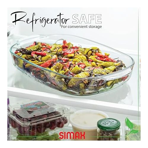  Simax Clear Glass Roaster Dish: Large Rectangular Roaster Pan For Baking And Cooking - Oven and Dishwasher Safe Cookware - 3.5 Quart Oven Pan