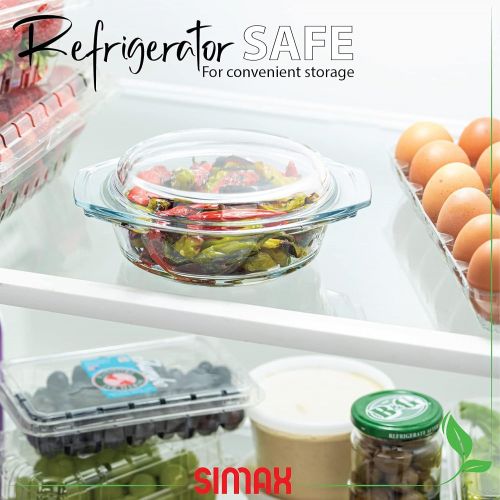  Simax Casserole Dish Set, Set of 3 Casserole Dish with Lid, Round Glass Cookware, Borosilicate Glass, Made In Europe 1 Qt, 1.5 Qt and 2 Qt Baking Dishes…