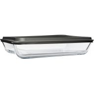 Simax Exclusive Clear Rectangular Glass Roaster With Snap On Lid, Heat, Cold and Shock Proof, Made in Europe, 3.5 Quart