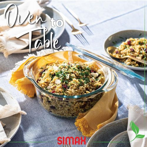  Simax Casserole Dish with Lid, Glass Casserole Dish, Holds 48 Oz (1.5 Quarts), Oven to Table Serving Dish, Microwave, Dishwasher, and Oven Safe Cookware