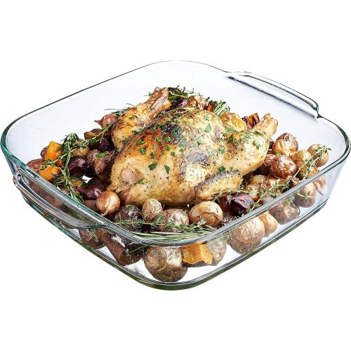  [아마존베스트]Simax Clear Square Glass Roaster | Heat, Cold and Shock-Proof Borosilicate Glass, Made in Europe, Dishwasher Safe, 5.5 Quart