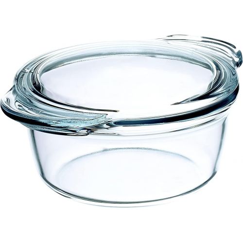 [아마존베스트]Clear Round Glass Casserole by Simax | Deep Dish, With Lid, Heat, Cold and Shock Proof, Microwave, Oven, Freezer, and Dishwasher Safe, Made in Europe (1.5 Quart)