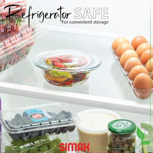  [아마존베스트]Simax Clear Round Mini Glass Casserole | With Lid  Heat, Cold and Shock Proof  Made in Europe  Oven, Freezer and Dishwasher Safe  Small 8.5 Ounce Personal Sized Glass Baking Di