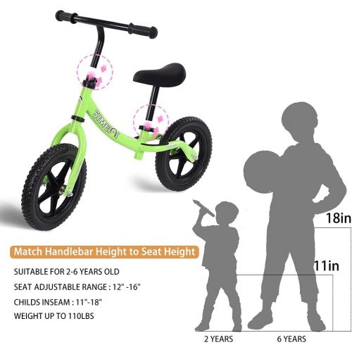  SIMEIQI Lightweight Sport Balance Bike for Toddlers and Kids Ages 2 3 4 5 Years Old No Pedal Walking Balance Training Bicycle Adjustable Seat and Handlebar Height