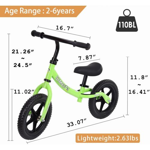  SIMEIQI Lightweight Sport Balance Bike for Toddlers and Kids Ages 2 3 4 5 Years Old No Pedal Walking Balance Training Bicycle Adjustable Seat and Handlebar Height