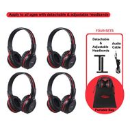 SIMOLIO 4 Pack of Vehicle Headphones, Support Car DVD Player, Car Headphones for Rear Entertainment System,Durable and Flexible for Kids, Wireless Infared Headphones with 3.5mm AUX Cable