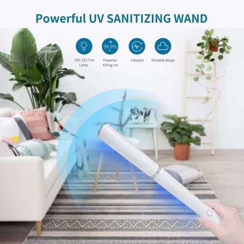  SIMPLE.CLEAN. UV Light Sanitizer Wand, Portable UVC Light Disinfector Lamp Chargeable Foldable Sterilizer for Mobile Cleaner Anti-Organism Home Cleaner 99.9% Sterilization