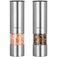 SIMPLETASTE Electric Salt and Pepper Grinder Set, Automatic One Handed,Stainless Grinders with Lights and Adjustable Coarseness,Battery Operated