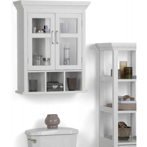  Simpli Home Avington 30 inch H x 23.6 inch W Two Door Wall-Bath-Cabinet with Cubbies in Pure White