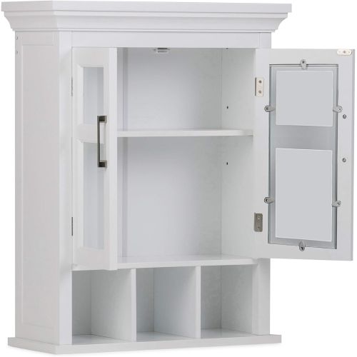  Simpli Home Avington 30 inch H x 23.6 inch W Two Door Wall-Bath-Cabinet with Cubbies in Pure White