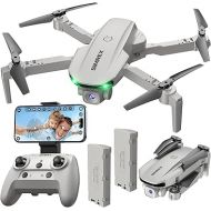 X800 Drone with Camera for Adults Kids, 1080P FPV Foldable Quadcopter with 90° Adjustable Lens, RGB Lights, 360° Flips, One Key Take Off/Landing, Altitude Hold, 2 Batteries (Gray)