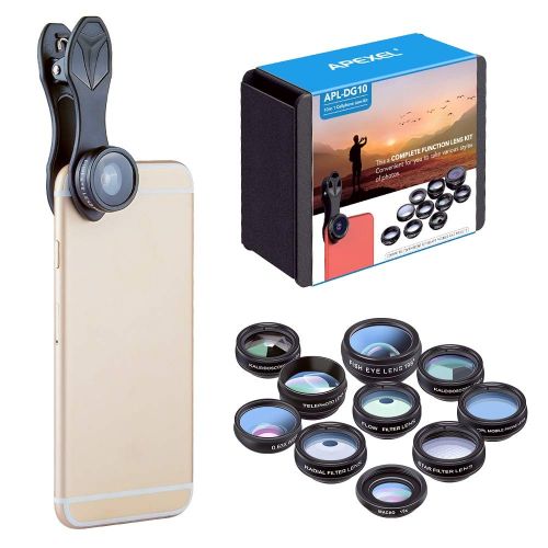  Mobile Phone Lenses - 10in1 Phone Lens Kit Fisheye Wide Angle Macro Lens 2X Telescope Camera Lens for iPhone xiaomi redmi mi Samsung Smartphone - by SINAM - 1 PCs