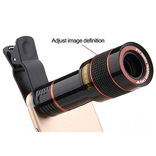  Mobile Phone Lenses - Universal Clip 12X Zoom Mobile Phone Telescope Lens Telephoto External Smartphone Camera Lens for iPhone for Sumsung Huawei - by SINAM - 1 PCs