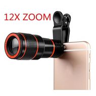 Mobile Phone Lenses - Universal Clip 8X 12X Zoom Mobile Phone Telescope Lens Telephoto External Smartphone Camera Lens for iPhone for Sumsung Huawei - by SINAM - 1 PCs