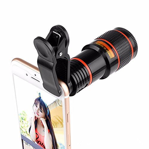  Mobile Phone Lenses - Universal Clip 8X 12X Zoom Mobile Phone Telescope Lens Telephoto External Smartphone Camera Lens for iPhone for Sumsung Huawei - by SINAM - 1 PCs