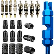 [아마존베스트]SINGARE Tire Repair Kits:1pcs Valve Core Tool+4pcs Presta Valve core, 4pcs Schrader Valve core+4pcs Bike Valve Adapter,4Pcs Fresta Valve Cap+4Pcs Schrader Valve Cap (Car Adapt)