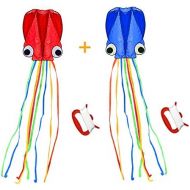 [아마존베스트]SINGARE Large Octopus Kite Long Tail Beautiful Easy Flyer Kites Beach Kites Good Toys for Kids and Adults