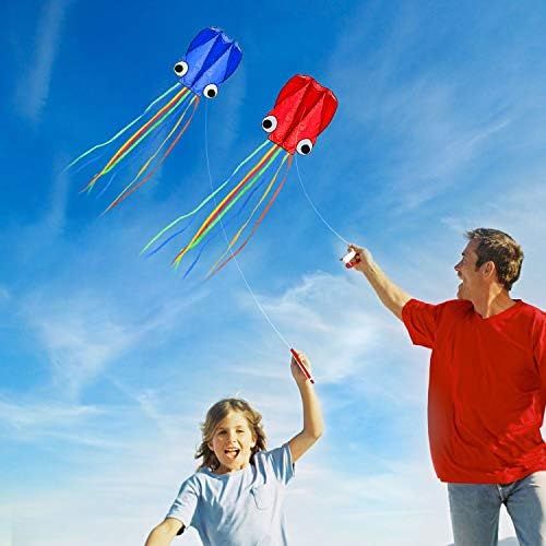  [아마존베스트]SINGARE Large Octopus Kite Long Tail Beautiful Easy Flyer Kites Beach Kites Good Toys for Kids and Adults