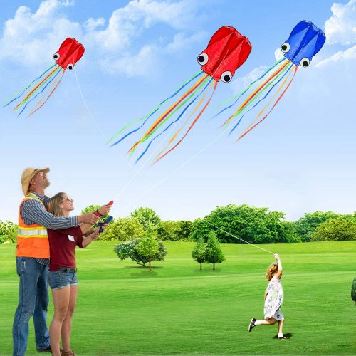  [아마존베스트]SINGARE Large Octopus Kite Long Tail Beautiful Easy Flyer Kites Beach Kites Good Toys for Kids and Adults