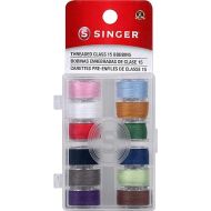 SINGER 21495 Class 15 Threaded Bobbins, Transparent, Assorted Colors, 12-Count,