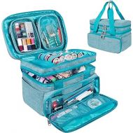 SINGER Sewing Accessories Organizer (Bag Only) - Double Layer Portable Sewing Storage Bag | 2 Detachable Pouches and 18 Compartments, Large Sewing Supplies & Crafting Carry-all (Teal)