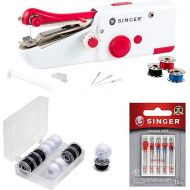 Singer Bundle - Stitch Sew Quick, 12 Class 15 Threaded Bobbins - Black and White, 10ct Regular Point Needles