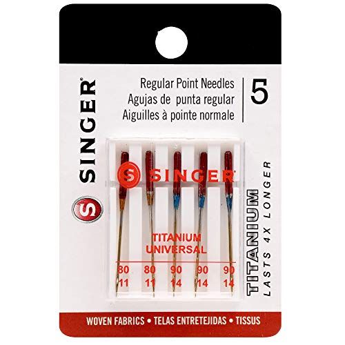 싱거 SINGER 04303 Universal Regular Point Woven Titanium Coated Needles, 5-Count