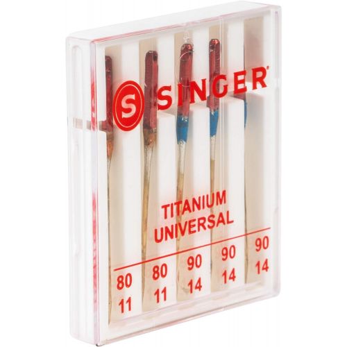 싱거 SINGER 04303 Universal Regular Point Woven Titanium Coated Needles, 5-Count