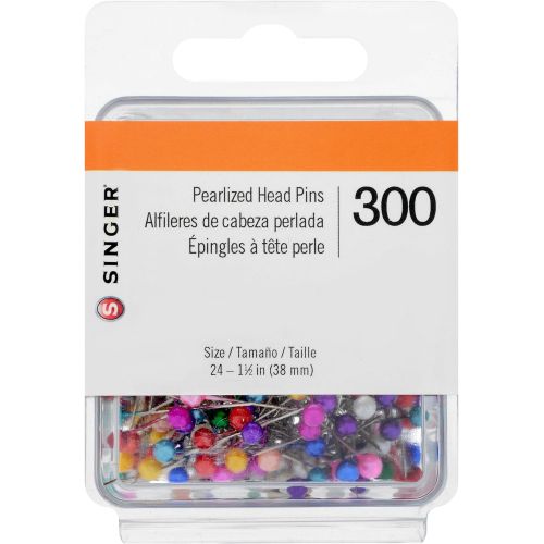 싱거 SINGER 00363 Pearlized Head Straight Pins, Size 24, 300-Count