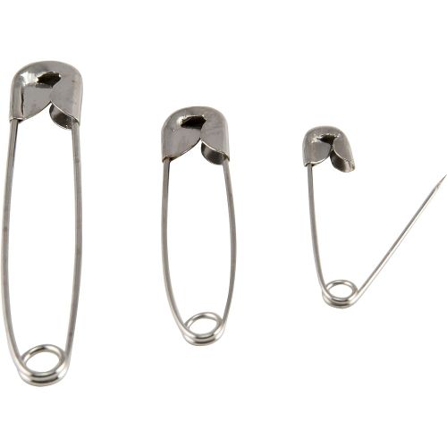 싱거 SINGER 00226 Assorted Safety Pins, Multisize, Nickel Plated, 50-Count