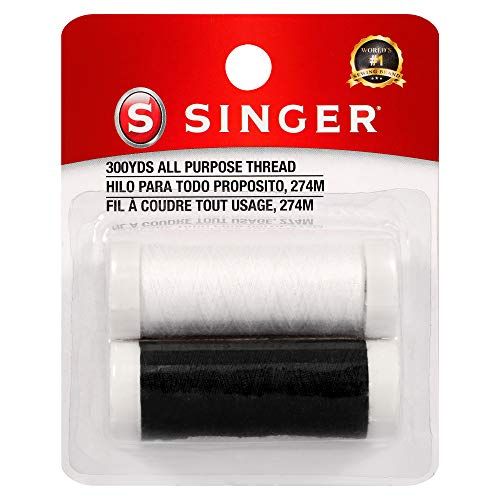 싱거 SINGER 60450 Hand Sewing Polyester Thread, 150-Yards each, Black & White