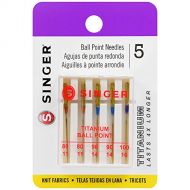 SINGER 04809 Titanium Universal Ball Point Machine Needles for Knit Fabric, Assorted Sizes, 5-Count