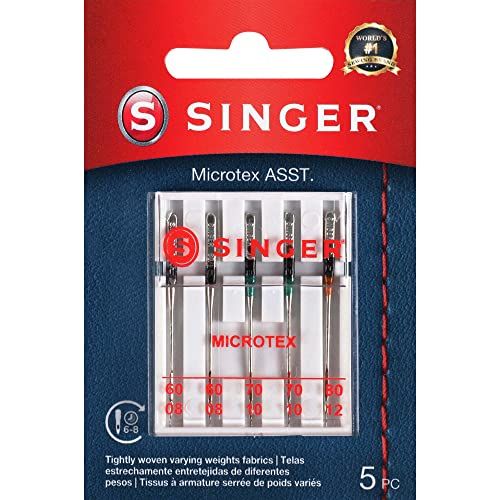 싱거 SINGER 04708 Assorted Universal Microtex Sewing Machine Needles, Sizes 60/8, 70/10, 80/11, 5-Count