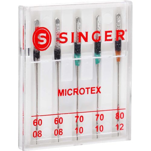 싱거 SINGER 04708 Assorted Universal Microtex Sewing Machine Needles, Sizes 60/8, 70/10, 80/11, 5-Count