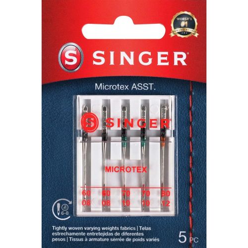 싱거 SINGER 04708 Assorted Universal Microtex Sewing Machine Needles, Sizes 60/8, 70/10, 80/11, 5-Count