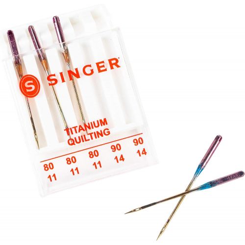 싱거 SINGER MULTI04810-2 Titanium Universal Quilting Machine Needles, 2-Pack