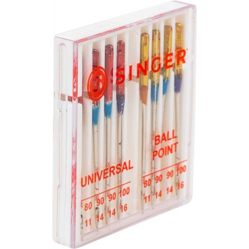 싱거 SINGER 04800 Universal Regular Point and Ball Point Sewing Machine Needle, Assorted Sizes, 8-Count