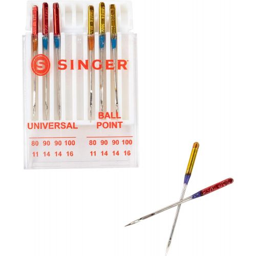 싱거 SINGER 04800 Universal Regular Point and Ball Point Sewing Machine Needle, Assorted Sizes, 8-Count